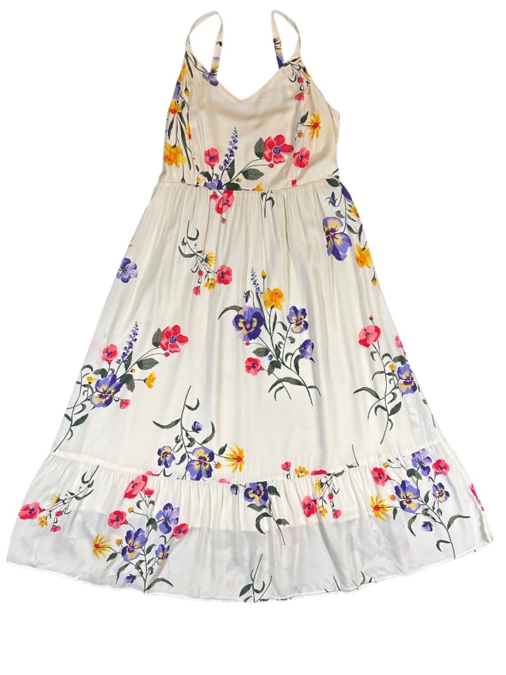 Old Navy Floral Smocked Maxi Dress Cream Botanical Size M NWOT